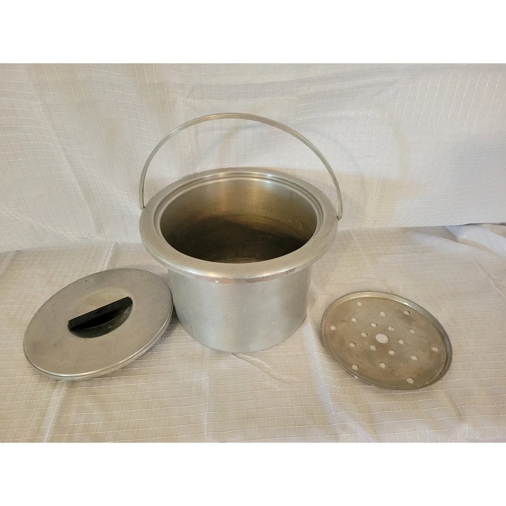 Vintage West Bend Aluminum Co Steamer Pot with Lid and Insert Bail Handle USA